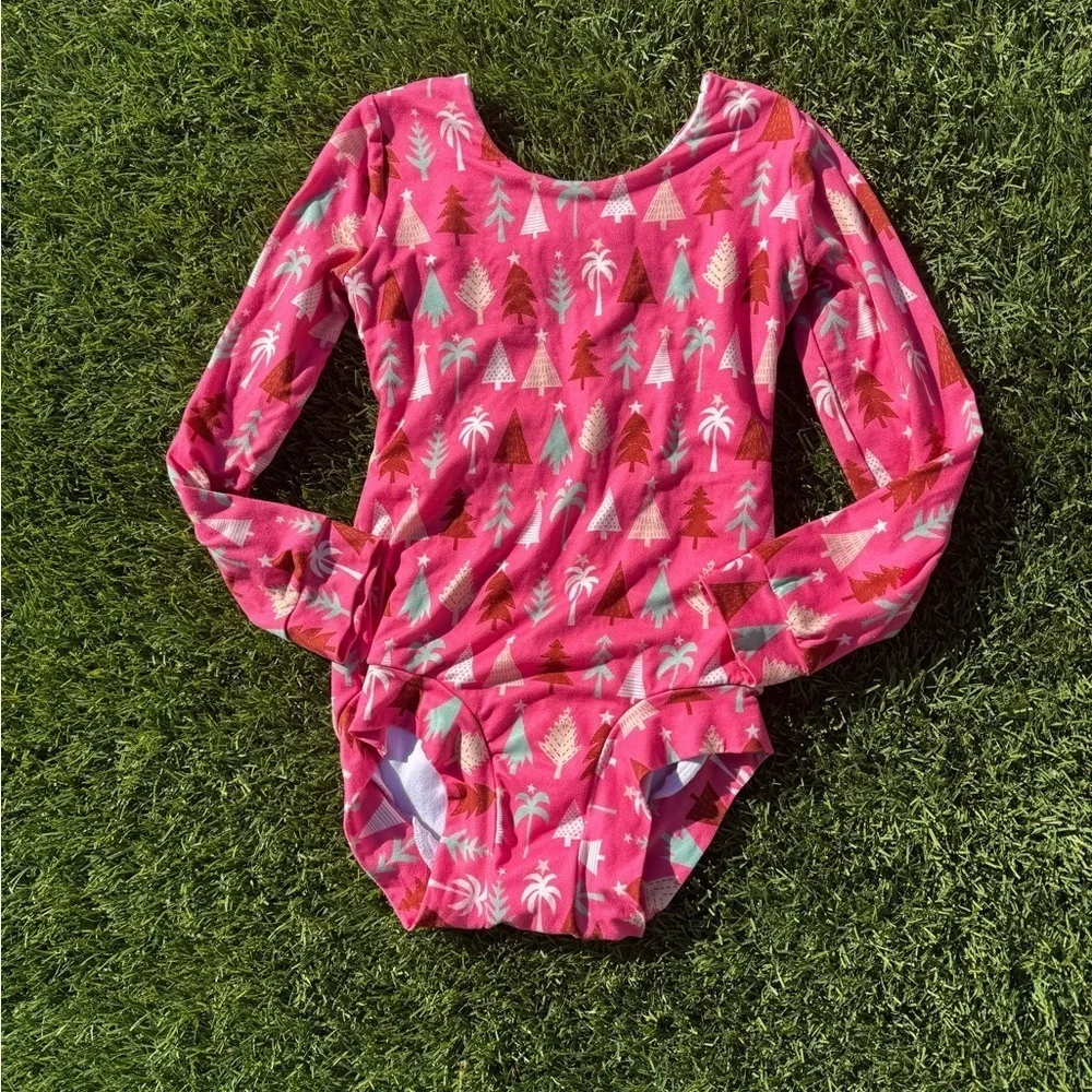 Busybodleos Christmas Tree Long Sleeve Pink Size 7 Leotard - Picture 1 of 4
